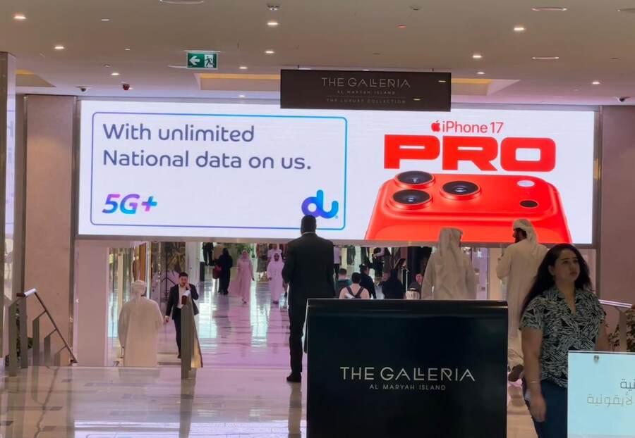 iPhone 17 screens in a mall